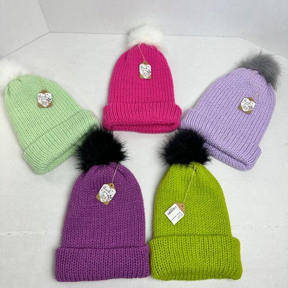 Trend + Relic by Julie Norkus | Pink Knit Beanie w/ Pom | One Size - Picture 3 of 3